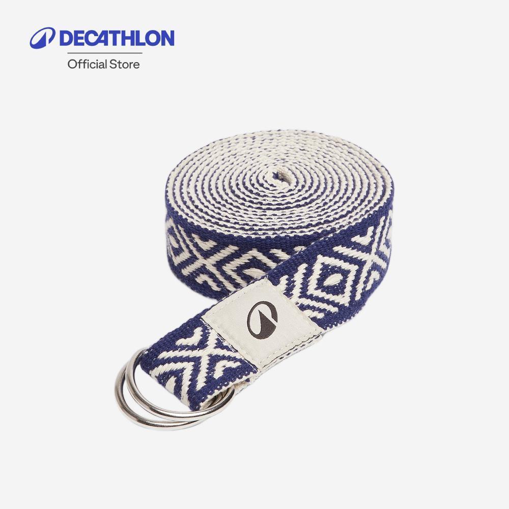 Decathlon Yoga Strap 3 M สายฝึกโยคะยาว 3 เมตรแบบมีลวดลาย - Blue/Greige Print