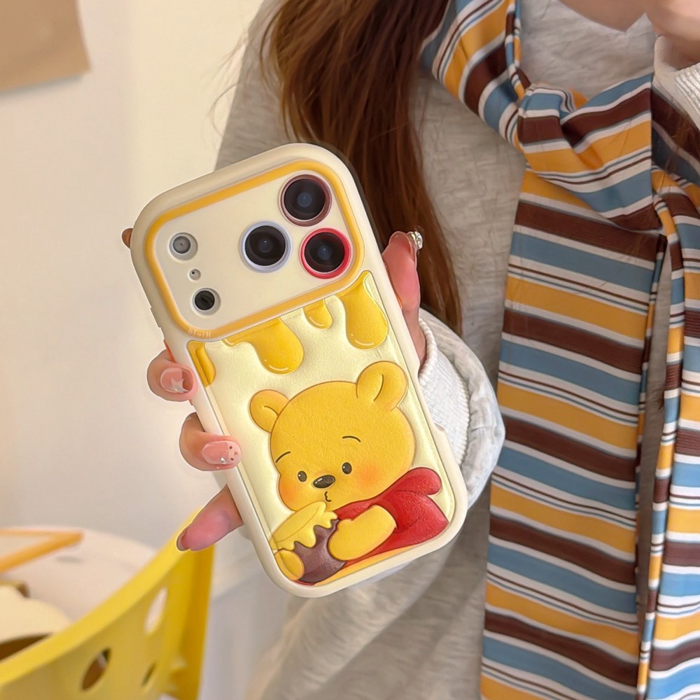 Winnie The Pooh เหมาะสําหรับ iPhone 17Promax เคสโทรศัพท์หนัง Apple 16/15/14/13/12/11 Anti Drop