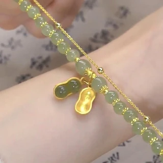 สร้อยข้อมือลูกปัดหยกสไตล์วินเทจ เหมาะสำหรับผู้หญิง เพิ่มเสน่ห์ในการแต่งกาย
