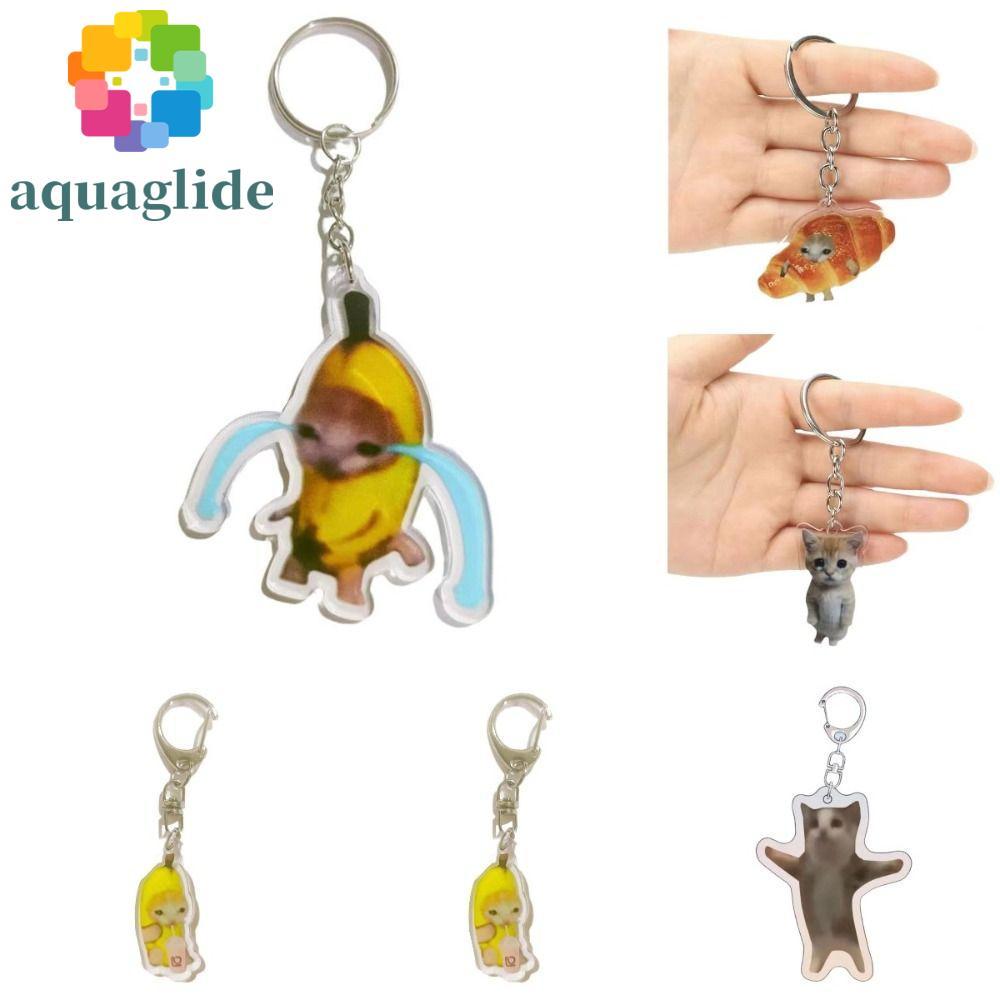 AQUAGLIDE Happy Banana Cat พวงกุญแจ, Banana Cat กระเป๋าเป้สะพายหลัง Charm Banana Cat ห่วงโซ่โทรศัพท์