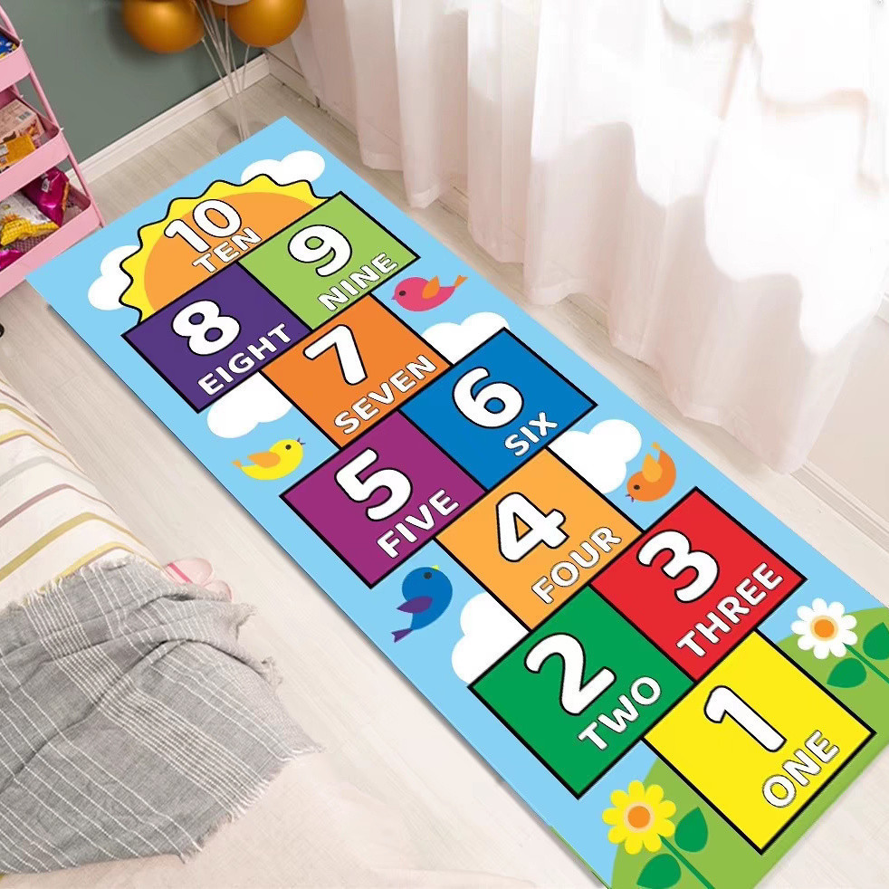 พรมปูพื้นลายเกมกระโดด ห้องเด็ก ด้านล่างกันลื่น ตกแต่งบ้าน