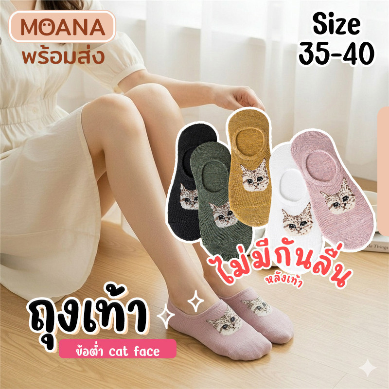 พร้อมส่ง : ถุงเท้า ข้อต่ำ Cat Face 5 คู่ คละสี คละแบบ บางรุ่นมีกันลื่น ลายน่ารัก เนื้อผ้านุ่ม