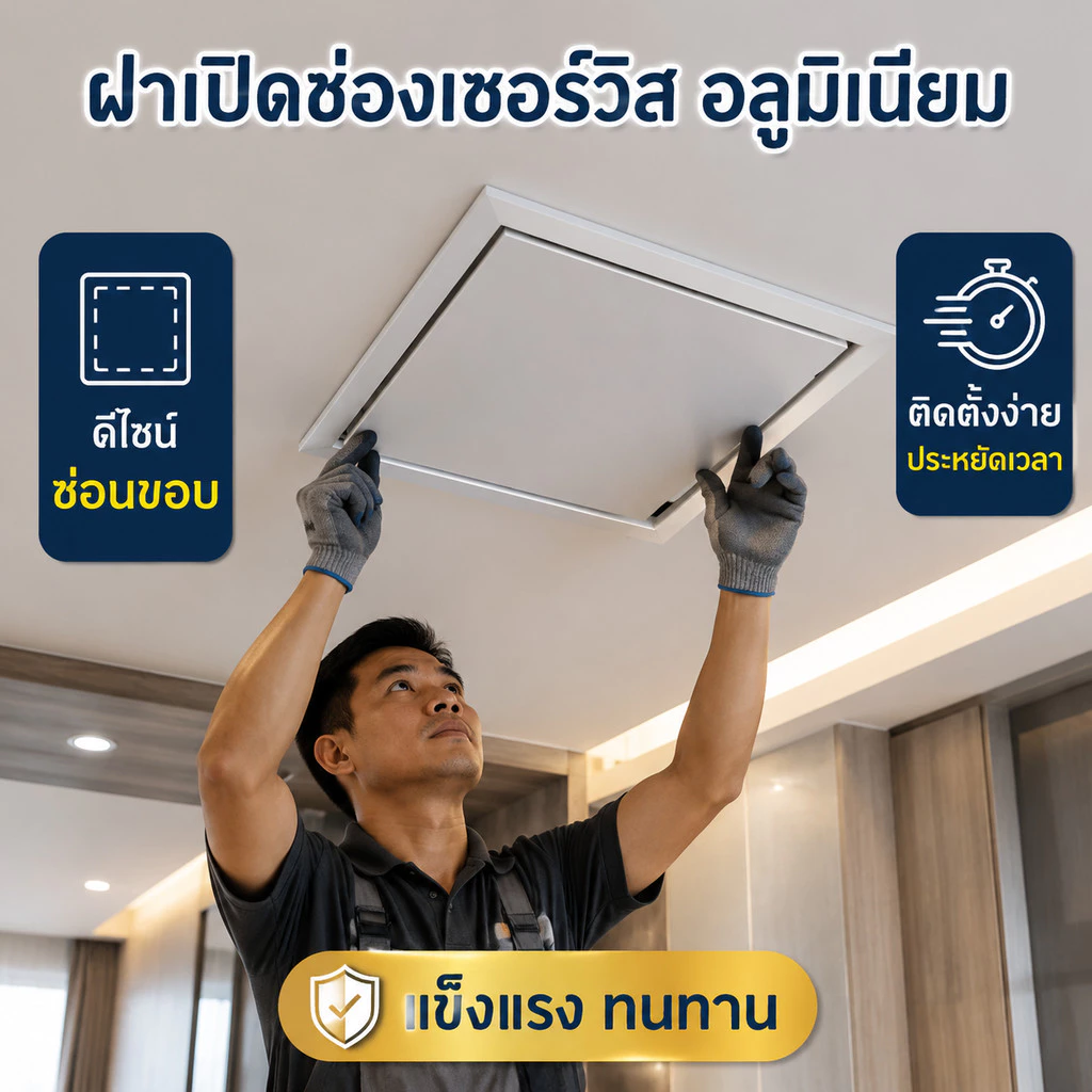 ฝาเปิดช่องเซอร์วิส อลูมิเนียม ฝ้าเพดาน แบบซ่อนขอบ แข็งแรงทนทาน ช่องตรวจสอบเพดานอลูมิเนียมหนา กันสนิม กันเชื้อรา