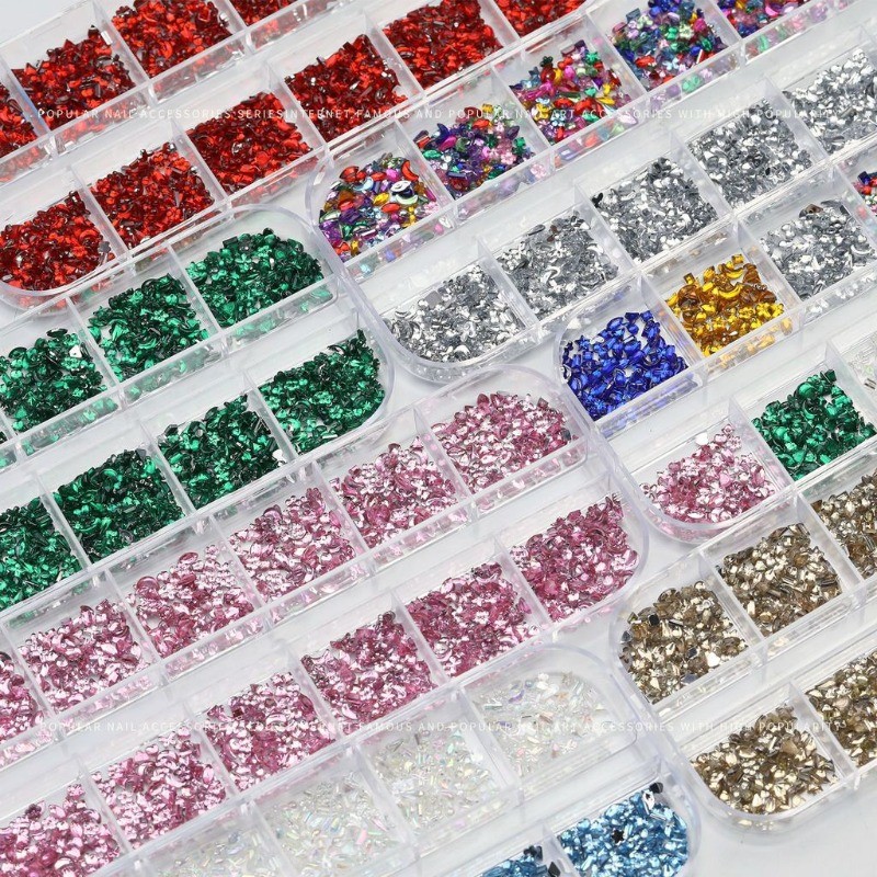 ชุด Rhinestones เพ้นท์เล็บคริสตัล 3D ขนาดและสีหลายขนาดสําหรับตกแต่งเล็บ DIY