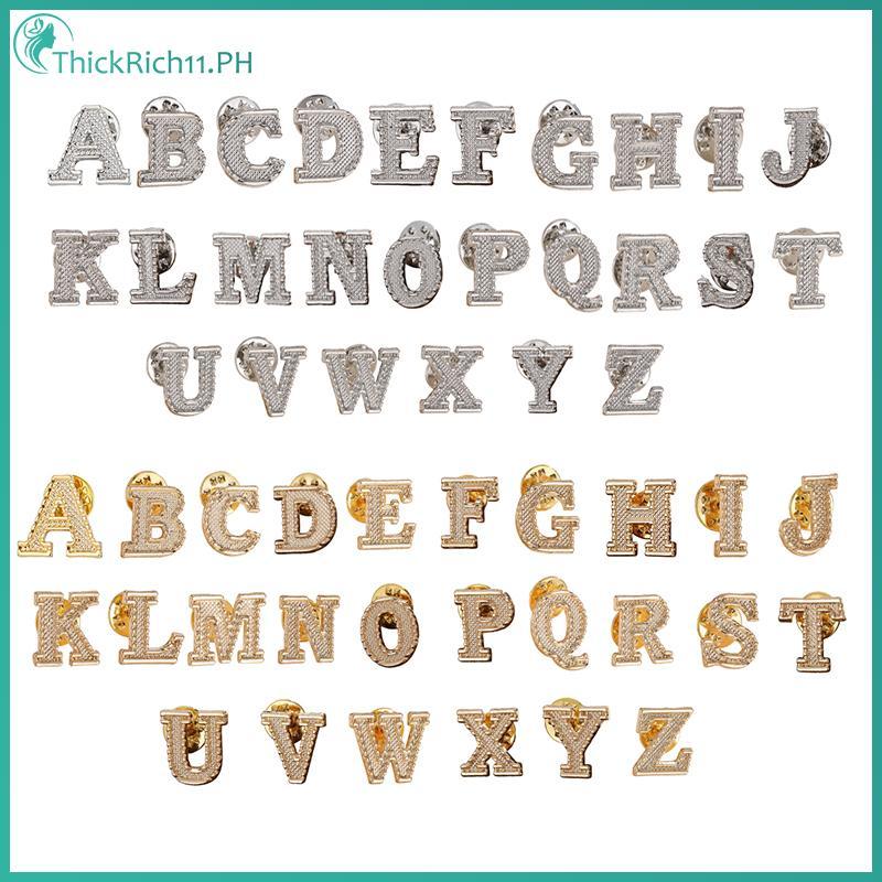 ThickRich 2PCSใหม่โลหะเริ่มต้นA To Z Pin 26 ภาษาอังกฤษ Letter Pinsเข็มกลัดเสื้อสูทป้ายLapel Pinแฟชั่