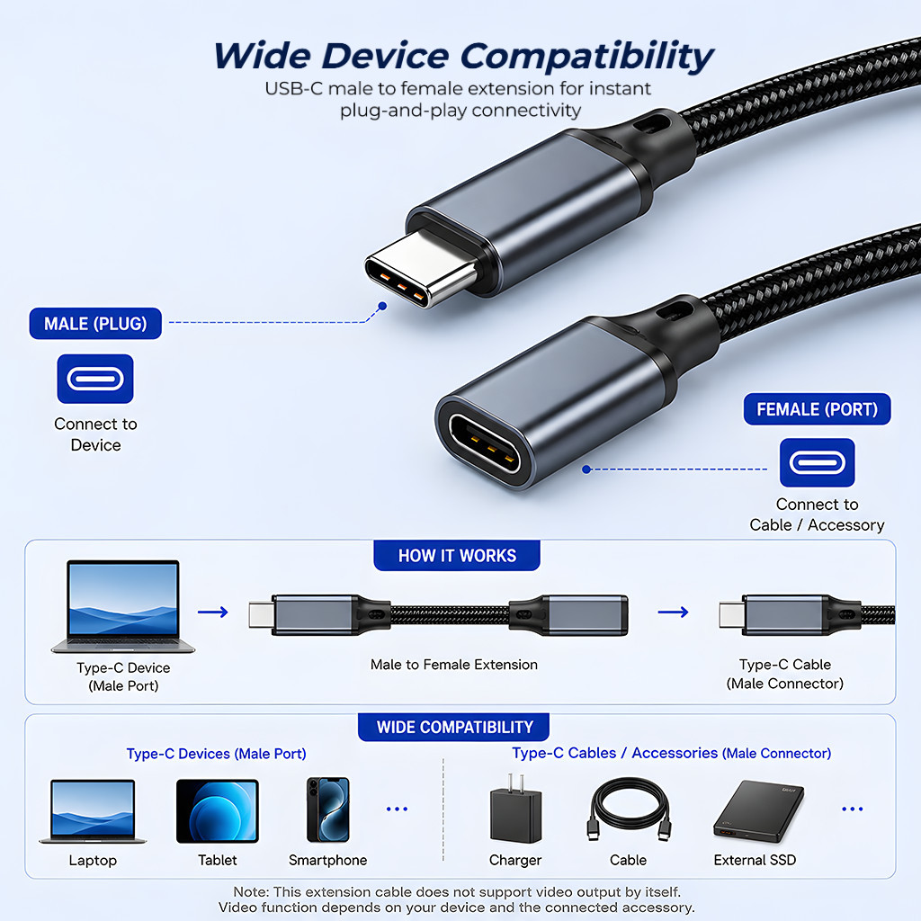 สายต่อ Type-C 20Gbps PD240W USB3.2 สายถัก เพิ่มความยาว รองรับ 8K สำหรับ มือถือ/แล็ปท็อป/โปรเจคเตอร์ ราคา ถูกที่สุด ดีลบีเคเค แกลเลอรีภาพที่ 8