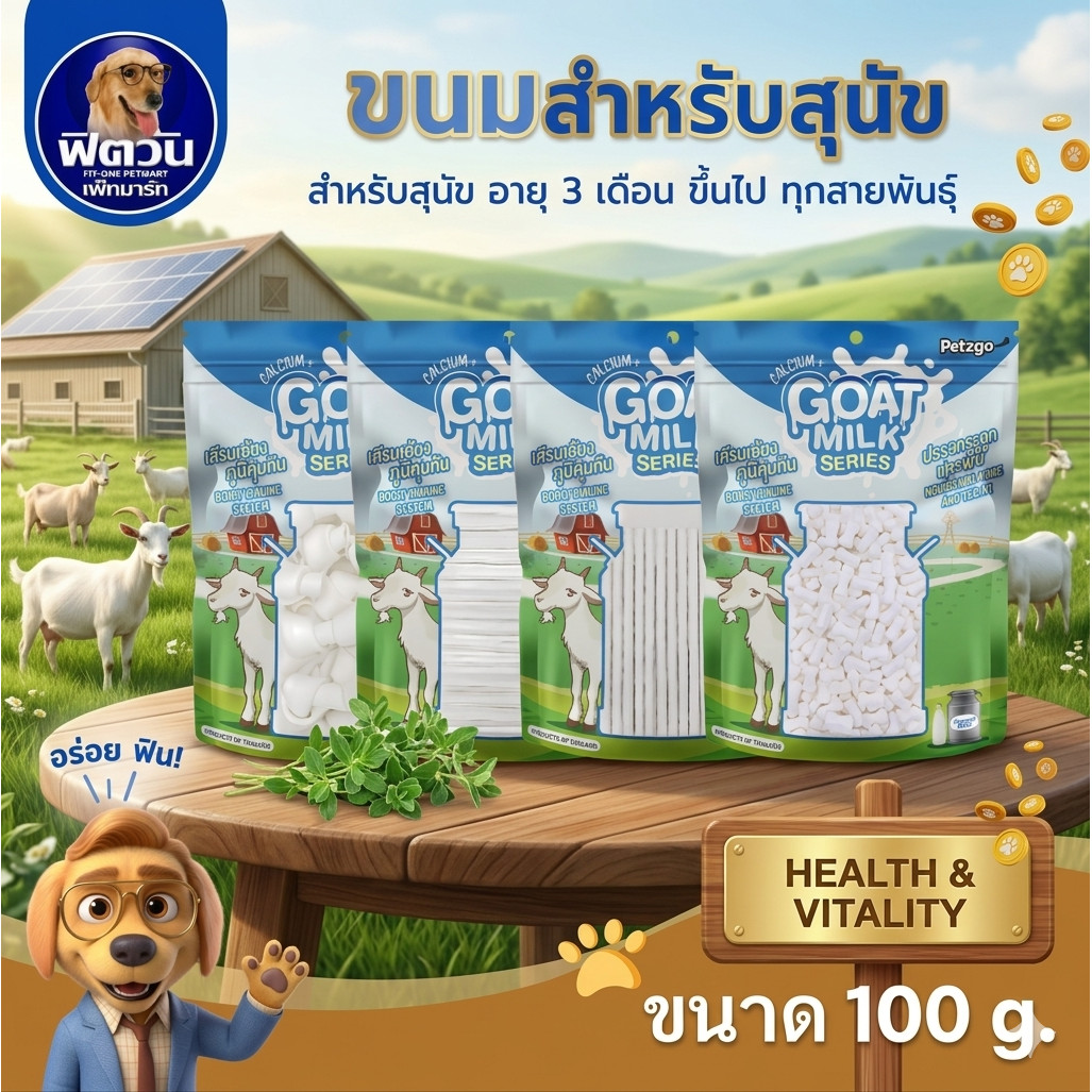 Goat milk นมแพะ ขนมสุนัข 100 กรัม{ขนม}