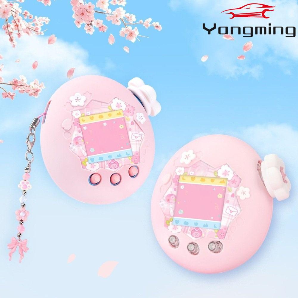 หยางหมิง เกราะป้องกัน, ดอกเชอร์รี่สีชมพูพร้อมแผงจี้สติกเกอร์ฝาครอบป้องกัน, ฝาครอบลูกบิดตกแต่งสําหรับ ทามาก็อตจิ สวรรค์ สัตว์เลี้ยงอิเล็กทรอนิกส์ของเล่นเก