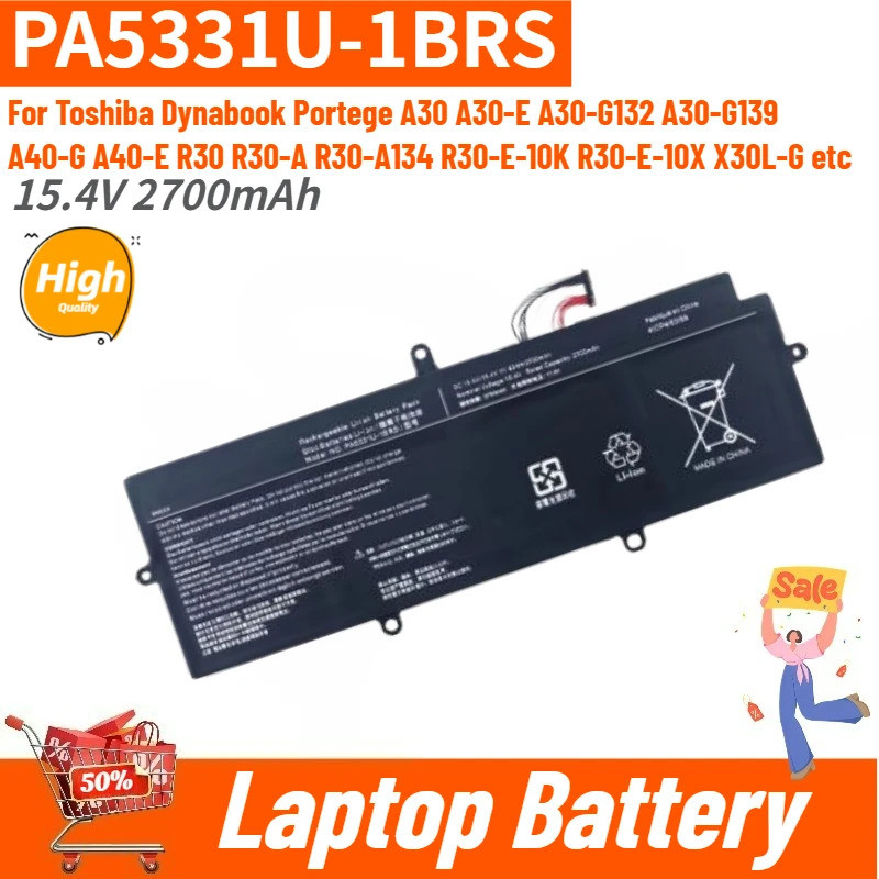 15.4V 2700mAh แบตเตอรี่แล็ปท็อปคุณภาพสูง PA5331U-1BRS สําหรับ Toshiba Dynabook Portege A30-E A40-E A