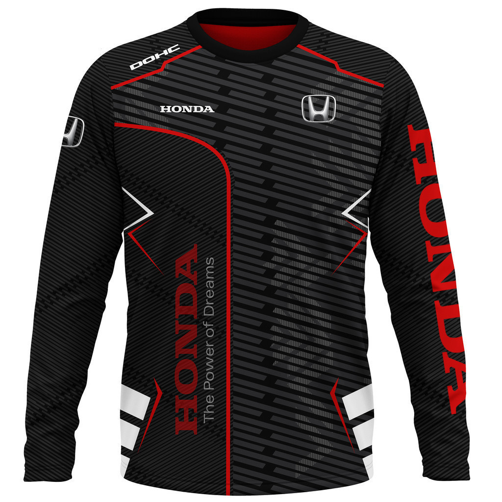 แขนยาวรอบคอ F1 HONDA Formula One Racing Team 3D พิมพ์ Top Jersey Men ABX