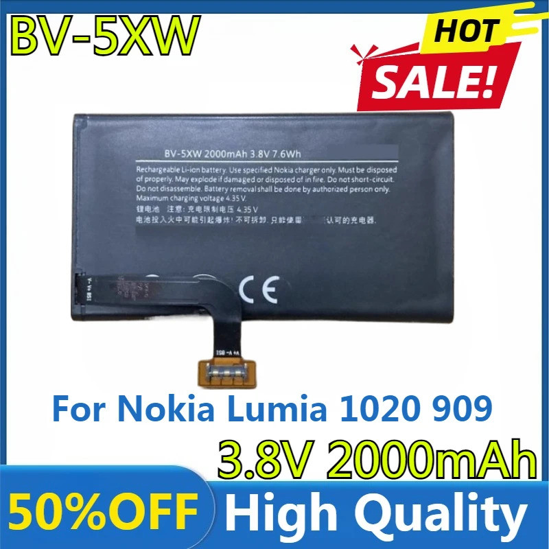 ใหม่คุณภาพสูงเปลี่ยน BV-5XW 2900mAh แบตเตอรี่สําหรับ Nokia Lumia 1020 EOS ซูม Lumia1020 RM-876 RM-87