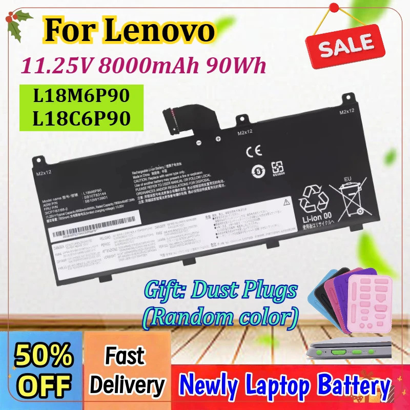11.25V 8000mAh L18M6P90 L18C6P90 แบตเตอรี่แล็ปท็อปสําหรับ Lenovo ThinkPad P53 Series L18C6P90 02DL02