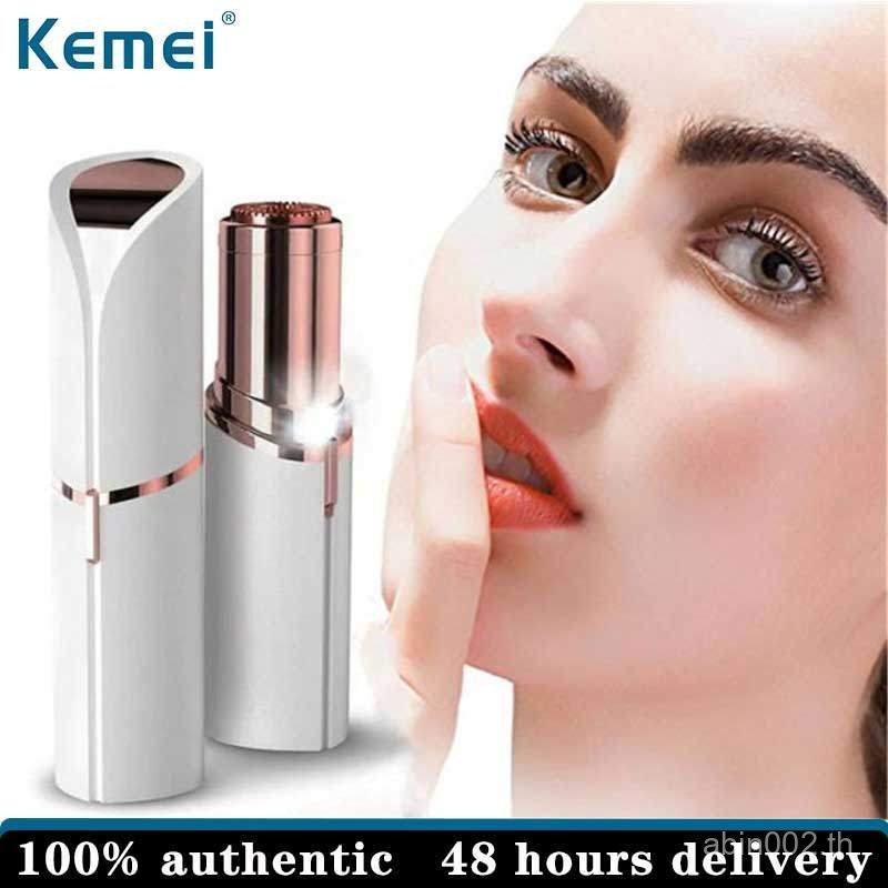 Kemei Defeatherer ความปลอดภัยมีดโกนผมคอเครื่องมือไฟฟ้า MIni แบบพกพาตรงมีดโกนสําหรับผู้หญิงลิปสติกเคร