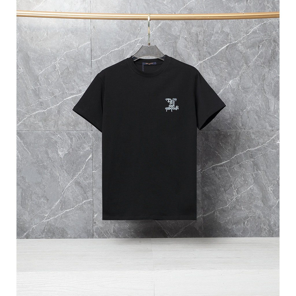 LOUIS VUITTON/LV/2026 คลาสสิกรอบคอแขนสั้นเสื้อยืดผู้ชายผู้หญิงฤดูใบไม้ผลิแฟชั่น Breathable ฤดูใบไม้ผ