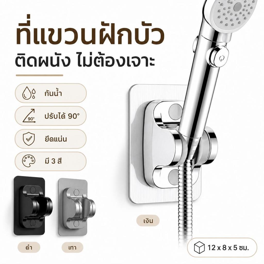 ที่แขวนฝักบัวติดผนัง(รุ่นอัพเกรด)ปรับระดับองศาได้ ที่จับฝักบัว ที่แขวนฝักบัวอาบน้ำ ขาแขวนฝักบัว สายฉีด ที่แขวนสายชำระ
