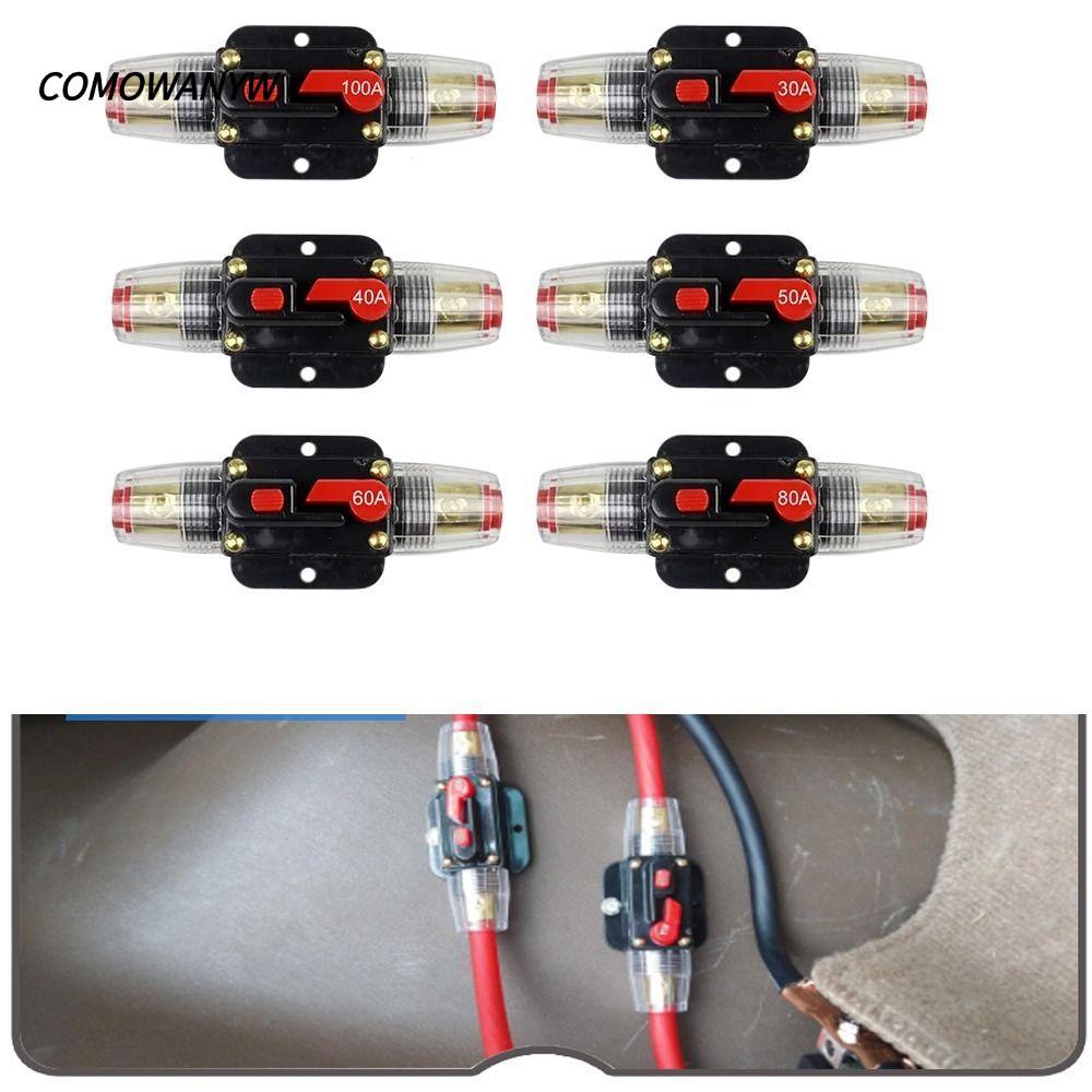 COMWANYW DC รีเซ็ต Circuit Breaker, 150A 125A 100A 80A 60A 50A 40A 30A Self Recovery Circuit Breaker,สเตอริโอรีเซ็ตได้ประกันรถบรรทุกเครื่องขยายเสียง