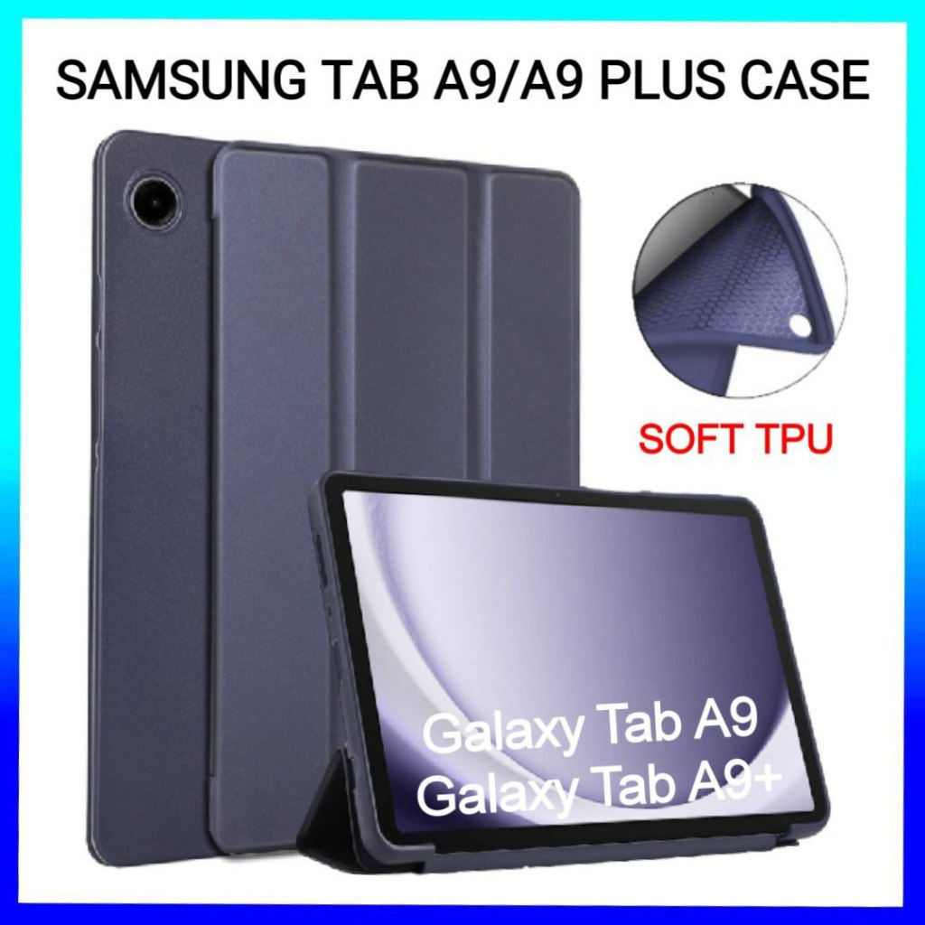 SAMSUNG สําหรับSamsung Tab A11 / A9/A11 Plus / A9 Plus Slim Tri-flodสมาร์ทกรณีTPUซิลิโคนอ่อนนุ่มปกหลังป้องกันกรณี