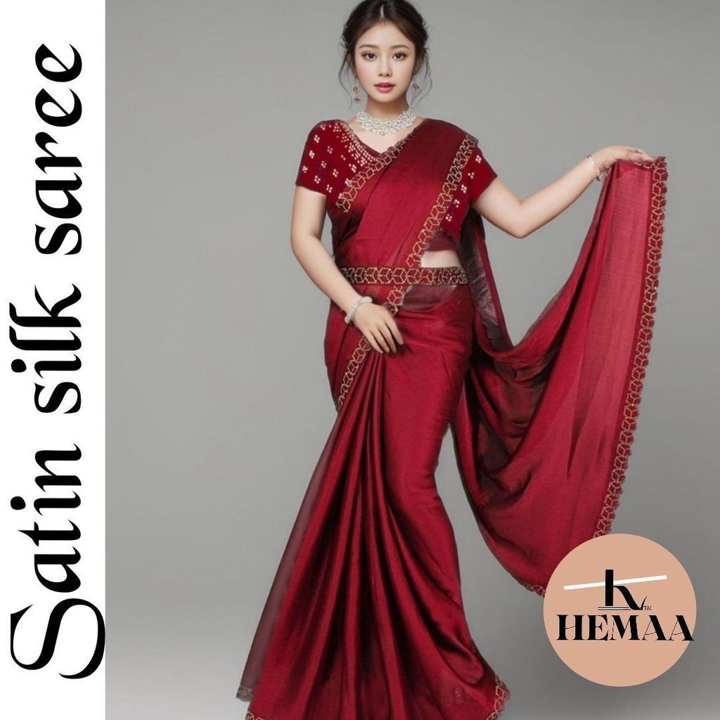 Satin Silk Modern Saree Saree With Belt Saree India