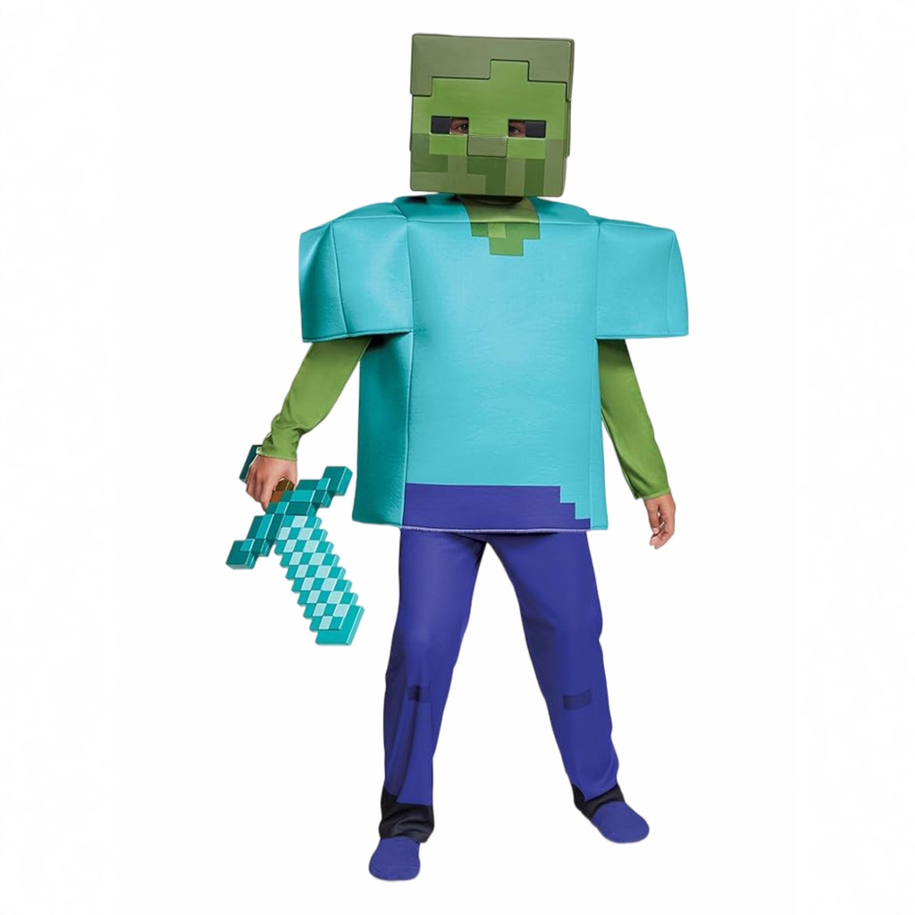 ชุดคอสเพลย์ตัวละครเกม Minecraft Zombie สำหรับเด็ก