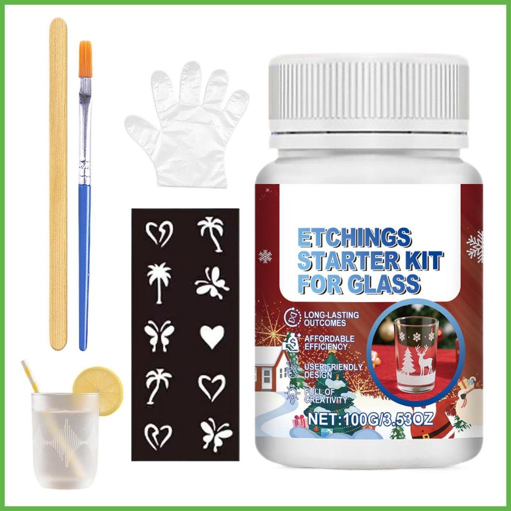 Etching ครีมสําหรับแก้ว Etch Start Art Cream Kit สําหรับการออกแบบแบบพกพา Art Supplies สําหรับ Glassware ถ้วยเซรามิค dyrfth