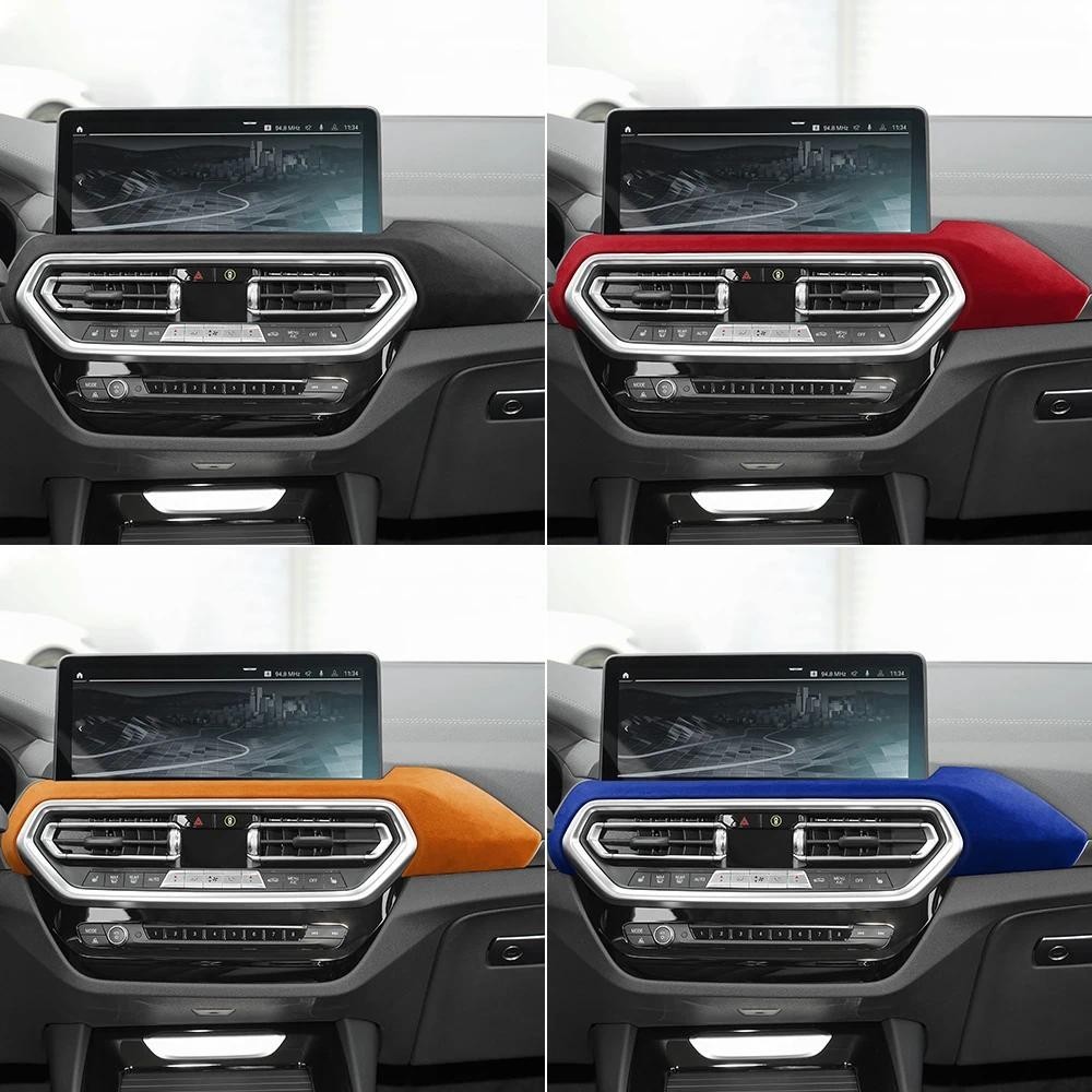 FlannelรถควบคุมAC CDแผงกรอบสติกเกอร์สําหรับBMW X3 X4 IX3 G01 G02 G08i 2022 2023 อิตาลีหนังนิ่มอุปกรณ