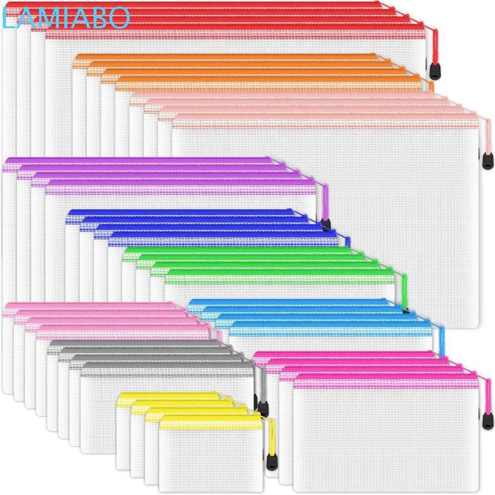 LAMIABO Mesh Zipper Pouch, Cosmetic Makeup Bags Paper Organizer File Folders Pouch, A3/A4/A5/A6 Docu