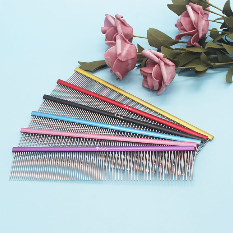 TAA Pet Groomer ใช้แถวหวีสีอลูมิเนียมสุนัขแมวปุยแปรงหวี FA19 PT19/22 Store