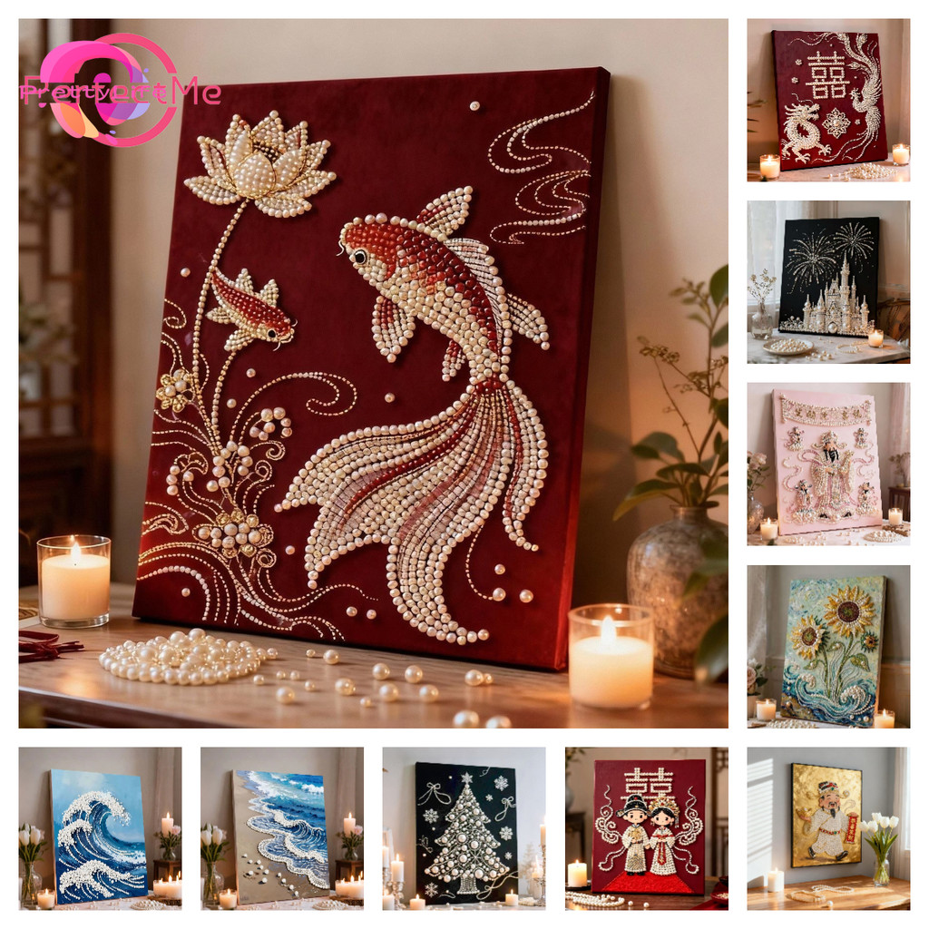 HFGod of Wealth Pearl Painting DIY Handmade กาวเพชรจิตรกรรมกาว Creative ภาพวาดตกแต่งของขวัญสําหรับเพื่อน Self กาวภาพวาด – โปรปัง