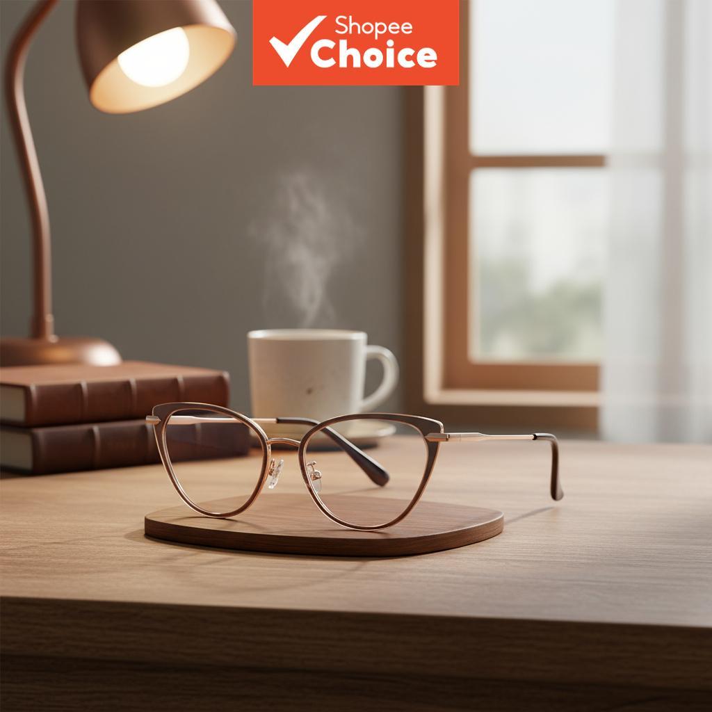 แว่นตาแฟชั่นสไตล์แคทอายสําหรับผู้หญิง กรอบโลหะ ค่าสายตาสั้น -0.50 ถึง -6.00 ป้องกันแสงสีฟ้า เปลี่ยนส