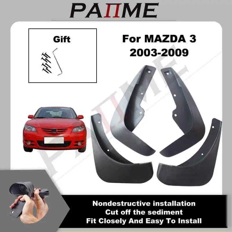 รถ MudFlap Guards สําหรับ MAZDA 3 2003-2009 4pcs Mud flaps Molded Splash Matte ป้องกันด้านหน้าด้านหล