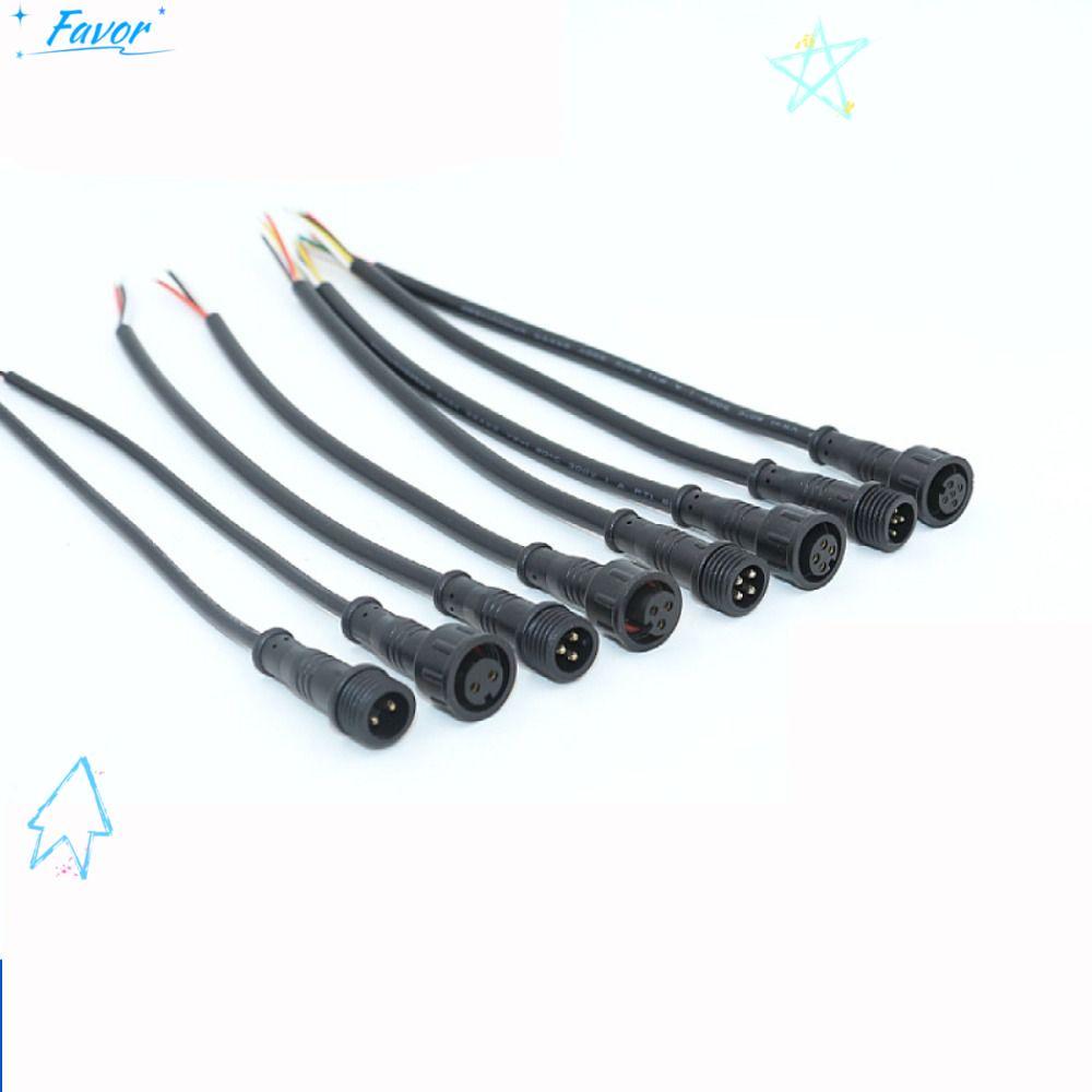 FAVOR 2Pin 3Pin 4Pin แจ็ค, 20 ซม.สายสีดําชายหญิง LED Connector, การสื่อสาร IP67 2Pin 3Pin 4Pin สายไฟ