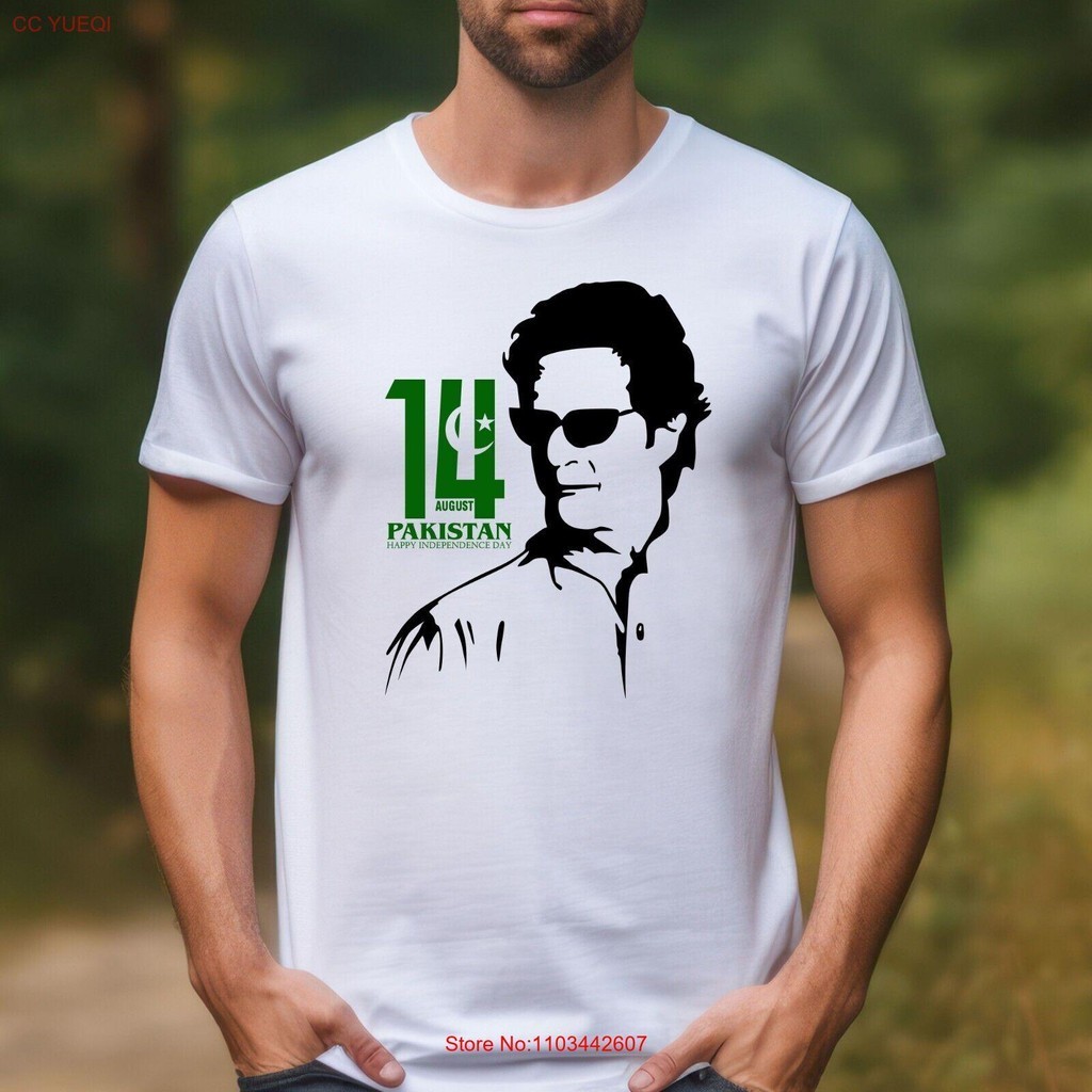 ใหม่เสื้อยืด 14th สิงหาคม Happy Independence Day เสื้อยืด Imran Khan Top Pakistani Flag ผู้ชายผู้หญิ
