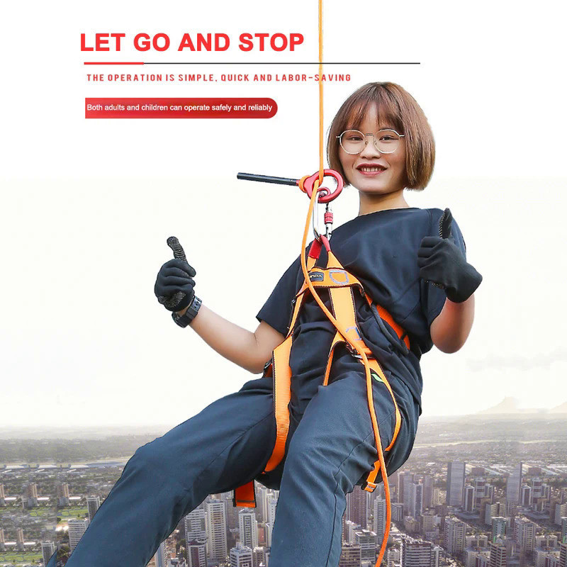 XINDA Rock Climbing 9-Ring Rigging Descender 150kg Rock Climbing Cable Descent Device Aluminum Downh