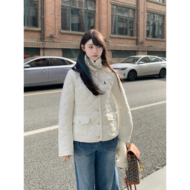 PRCD RL# Little Pony Logo Diamond Pattern Cotton Jacket Autumn Winter Button Casual Jacket Coat