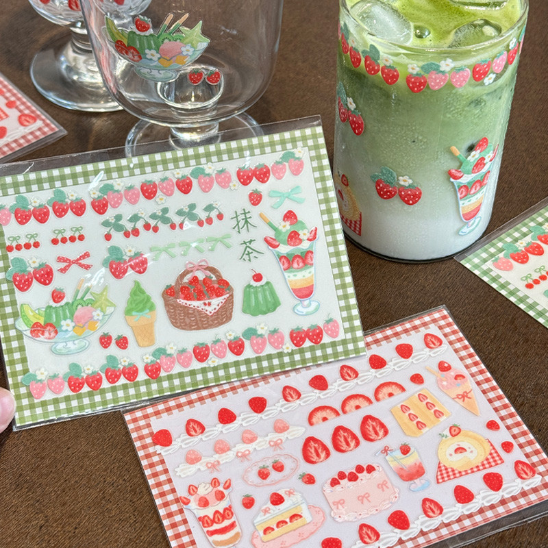 Matcha/Strawberry/Shaved Ice Original Crystal Transfer สติกเกอร์เกลือ Series สาวสติกเกอร์คู่มือตกแต่ง diy