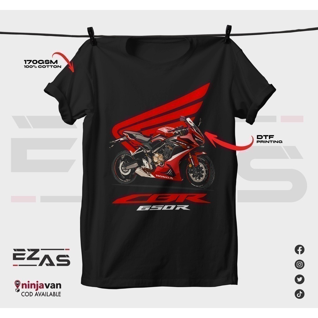 แฟชั่น 2025 [ XS-5XL] เสื้อยืด Honda CBR 650R (เสื้อยืดไมโครไฟเบอร์) เสื้อยืดกลางแจ้ง Sport Short Sl