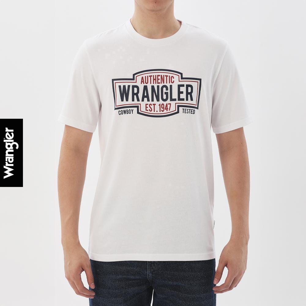 WRANGLER เสื้อยืดผู้ชายแขนสั้น WR F325MTSSF25 สีขาว (Regular Fit คอตตอน 60%/โพลีเอสเตอร์ 40%)
