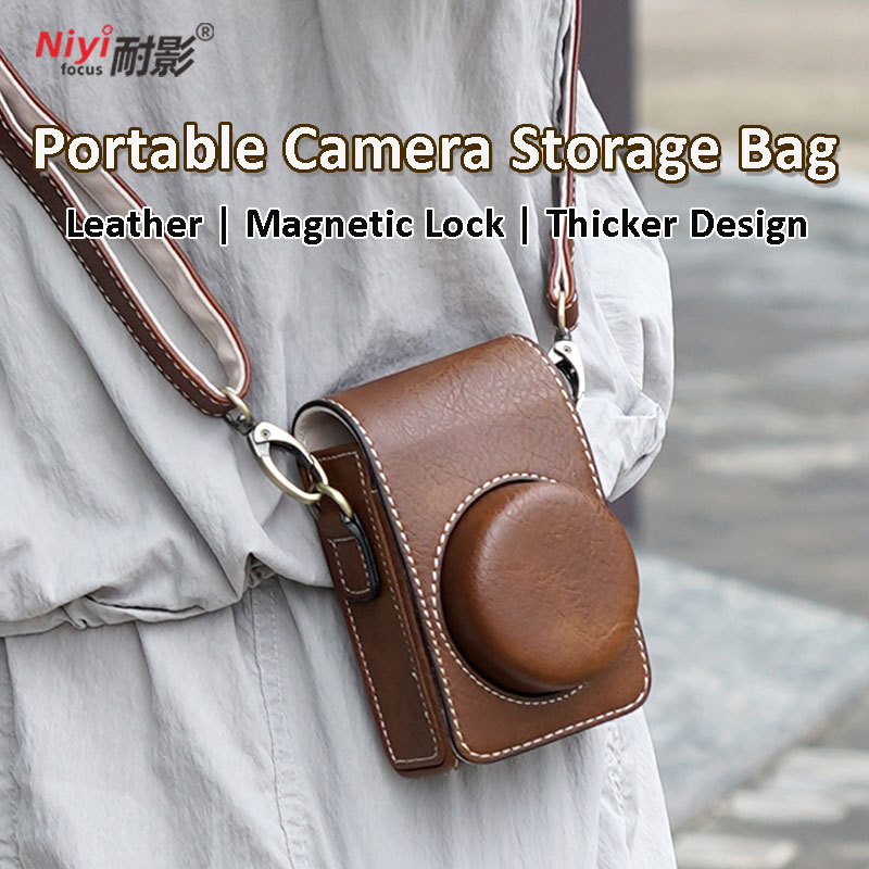 Buffalo Leather Camera Case Bag Cover for Canon SX730 G7X Mark II Sony ZV-1II ZV1F ZV LumixLX10 LX15