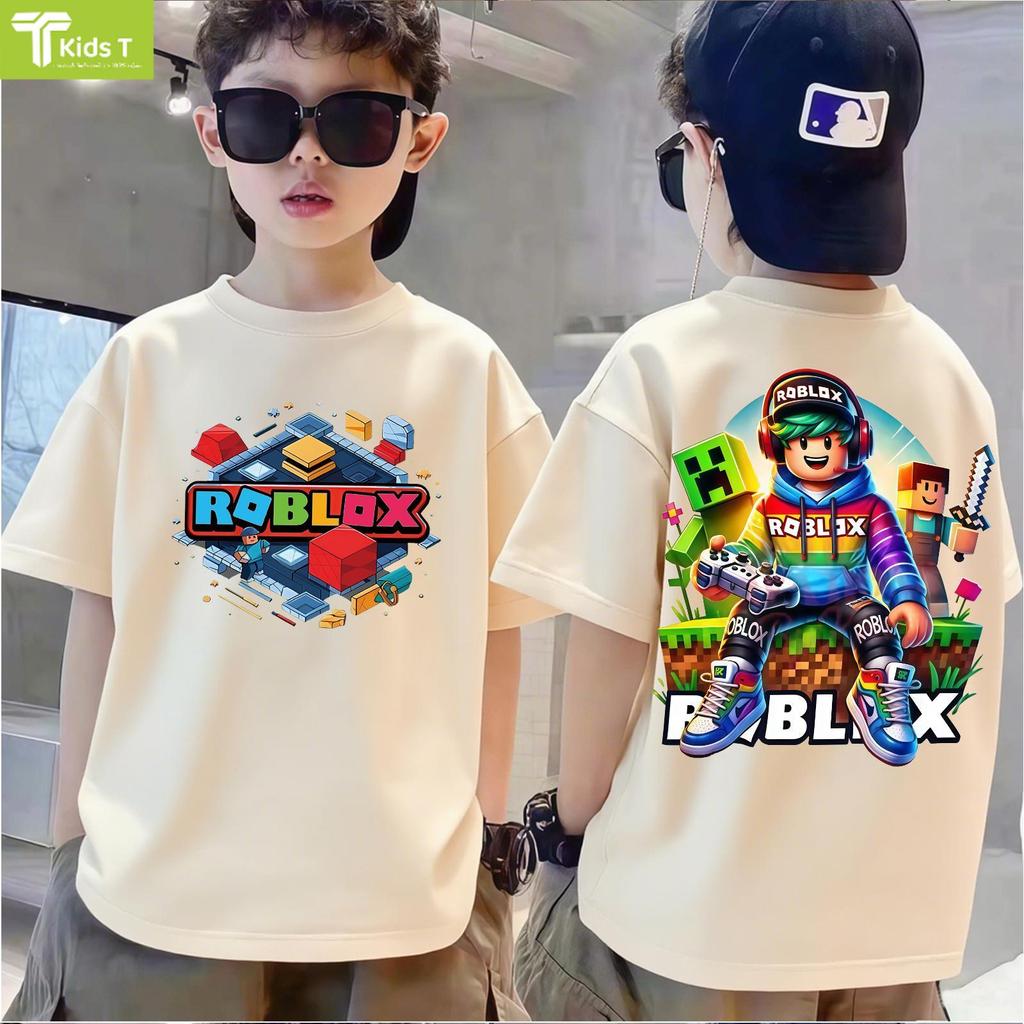 เสื้อrobox ร้าน Kids T เสื้อเด็ก ผลิตจากผ้าฝ้าย 100% พิมพ์ลาย roblox เหมาะ เด็กผู้ชาย และ เด็กผู้หญิง #7