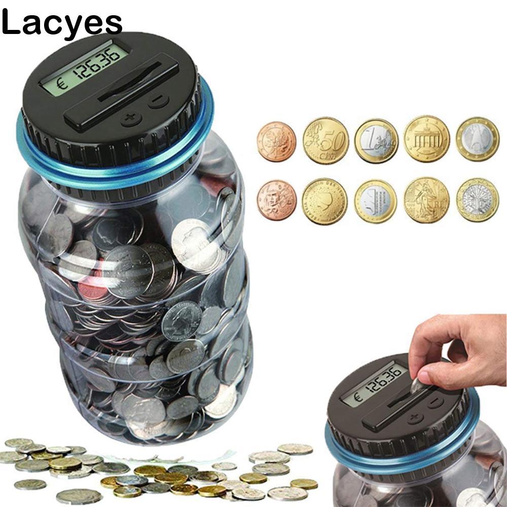 LACYES Coin Counter USD EURO GBP ขวดนับเหรียญดิจิตอลอิเล็กทรอนิกส์อัตโนมัติ