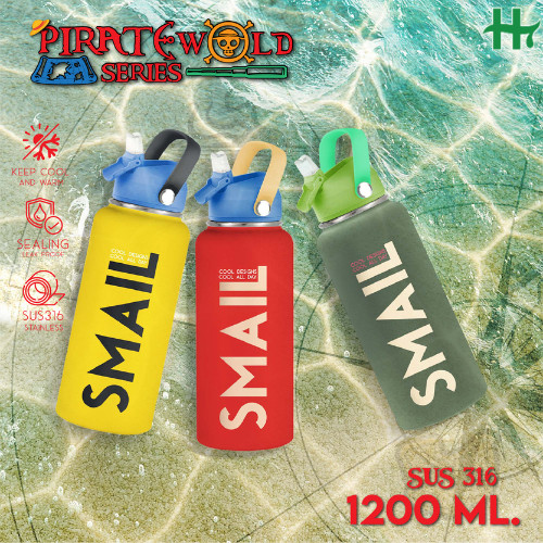 NEW SMAIL กระบอกน้ำสแตนเลส 1200ml สองชั้น ดีไซน์ทูโทน พกสะดวก เก็บอุณหภูมินาน เหมาะใช้งานทุกวัน