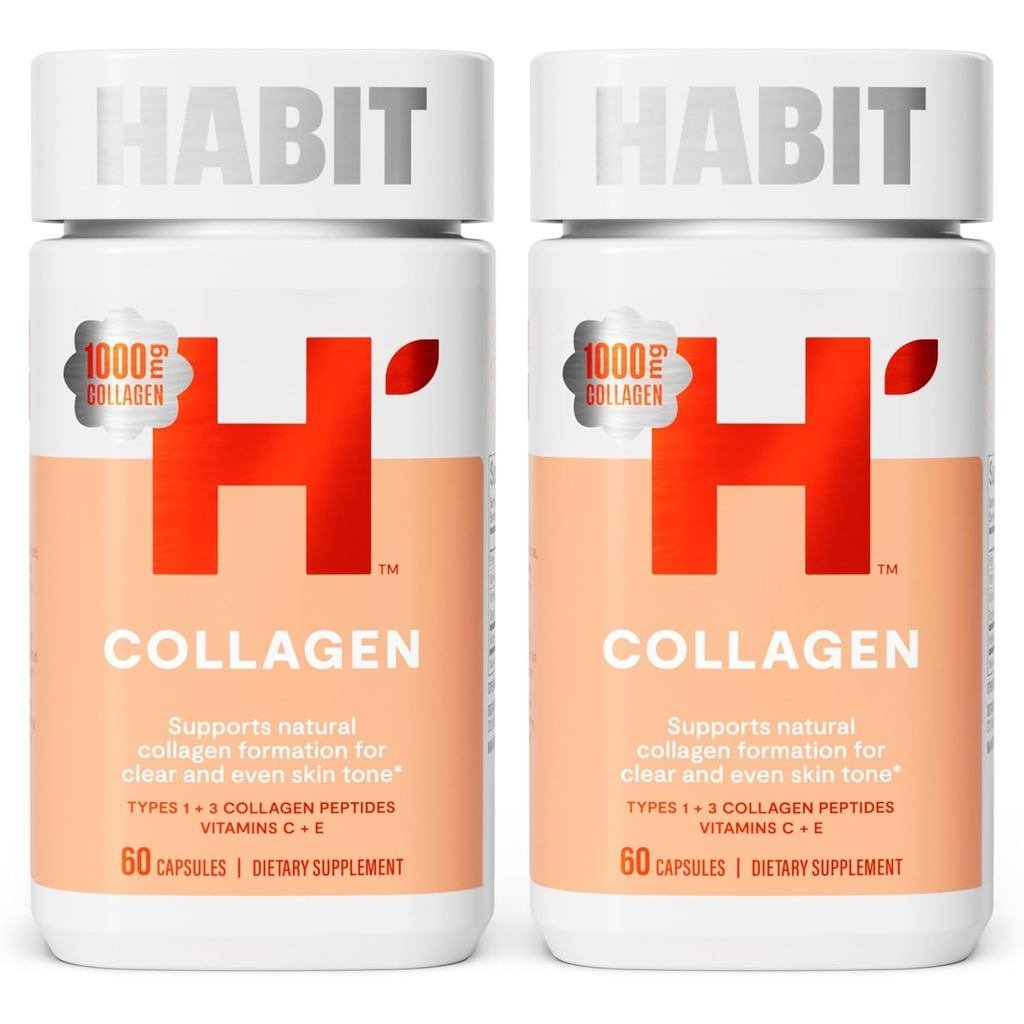 Habit Collagen 2 แพ็ค (120 แคปซูล) โฉมใหม่ 2000 มก. คอลลาเจนเปปไทด์ C & E ผิวสุขภาพสารต้านอนุมูลอิสร