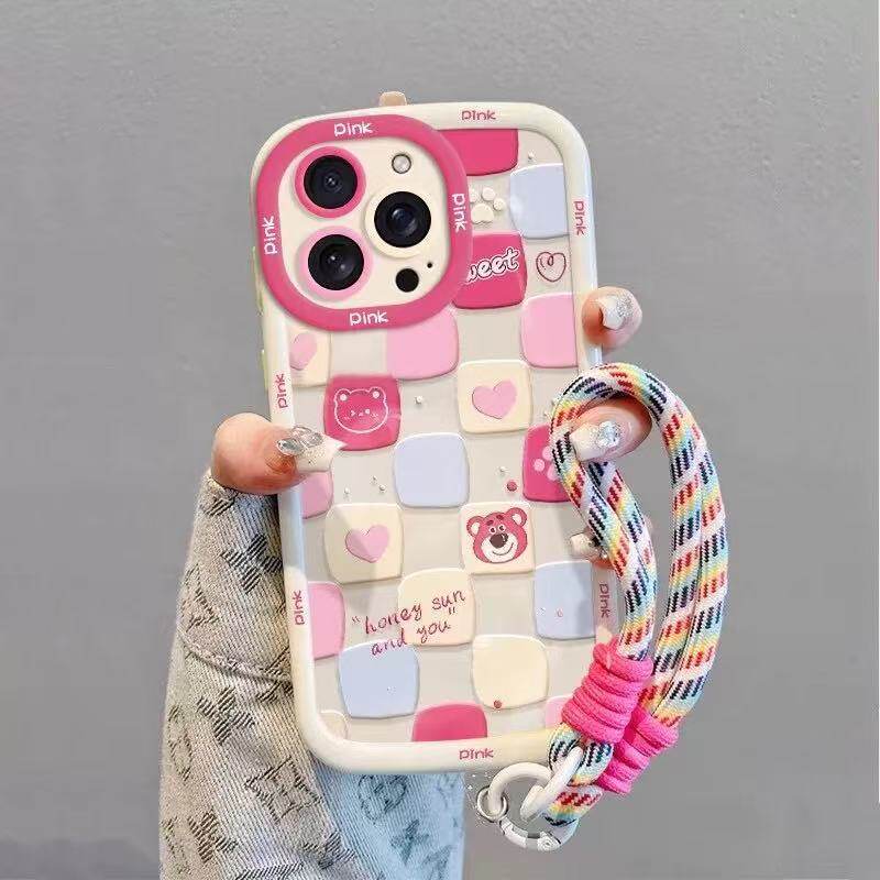 Square Lattice Bear เหมาะสําหรับ Apple 17Air เคสโทรศัพท์ 16PROMAX/iphone15/16e ซิลิโคน 13pm14/11PROx
