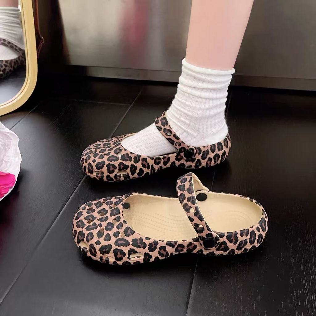One for all พร้อมส่งจากไทย TX816 รองเท้าแตะลายเสือดาว ส้นหนา4.5CM ราคาถูก คุณภาพดี พื้นหนา เบา ใส่สบาย ไม่เจ็บเท้า
