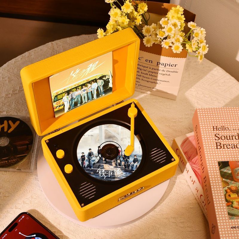 Rexen Retro cd Player เครื่องเล่นอัลบั้มลําโพงบลูทูธ Music cd Disc เครื่องเล่นแผ่นเสียงของขวัญเสียง