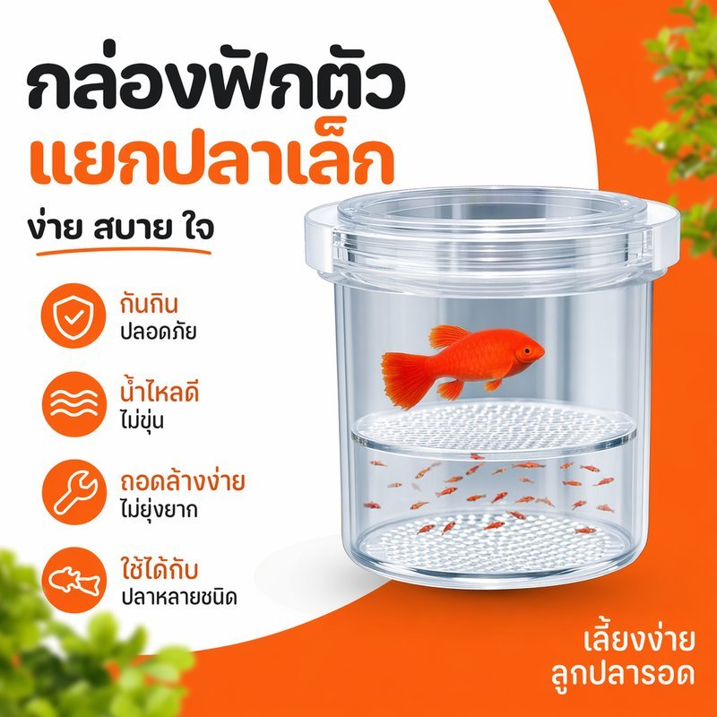 กล่องแยกปลา ตะแกรงแยกปลา ลอยน้ำ อนุบาลลูกปลา ป้องกันไข่ปลา แยกปลาป่วย กันกัด ตู้ปลา