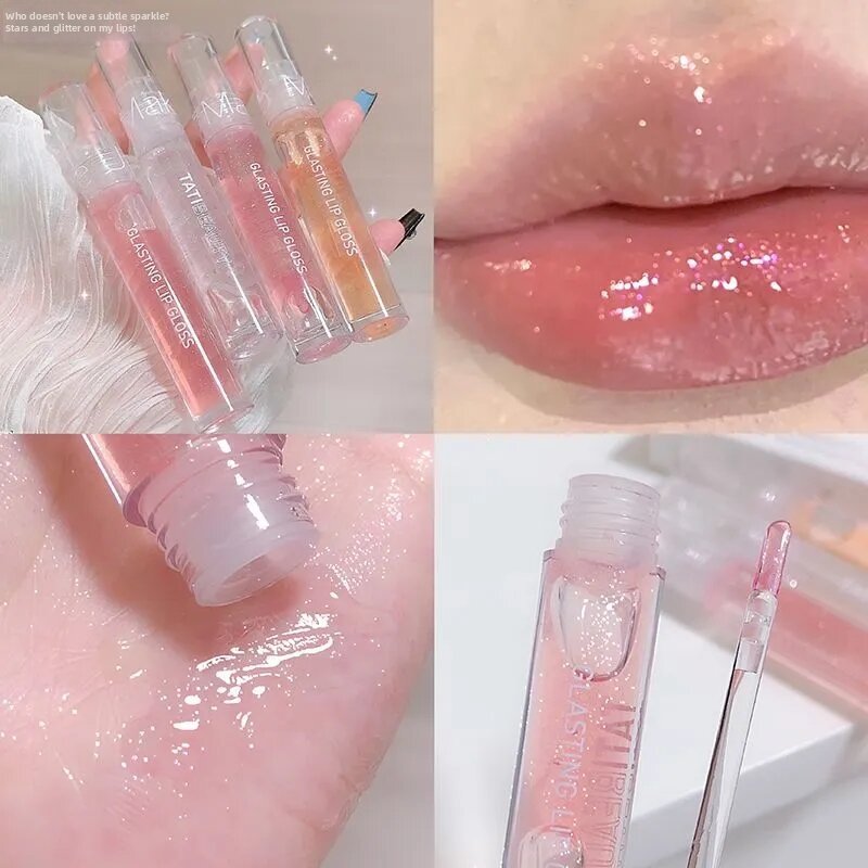 Tati Beauty ไม่มีสี Lip Glaze โปร่งใส Lip Oil Moisturizing Lip Gloss Jelly Bubble Glass ลิปสติกราคาไ