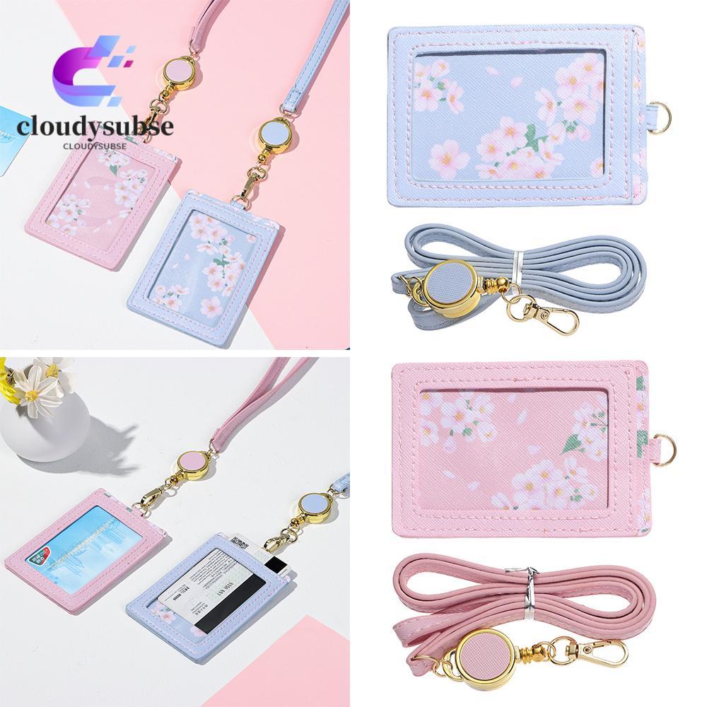 CLOUD หนัง PU Lanyard ID รถบัสการ์ดฝาครอบบัตรประจําตัวแบบยืดหดได้