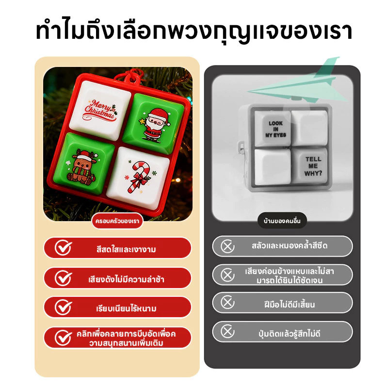 🎅 คริสต์มาส พวงกุญแจปุ่มคีย์บอร์ด ปุ่มกด มี4เสียง 3D ของเล่น ของเล่นมีเสียง ของเล่นคริสต์มาสสร้างสรรค์🎁 thumbnail 6