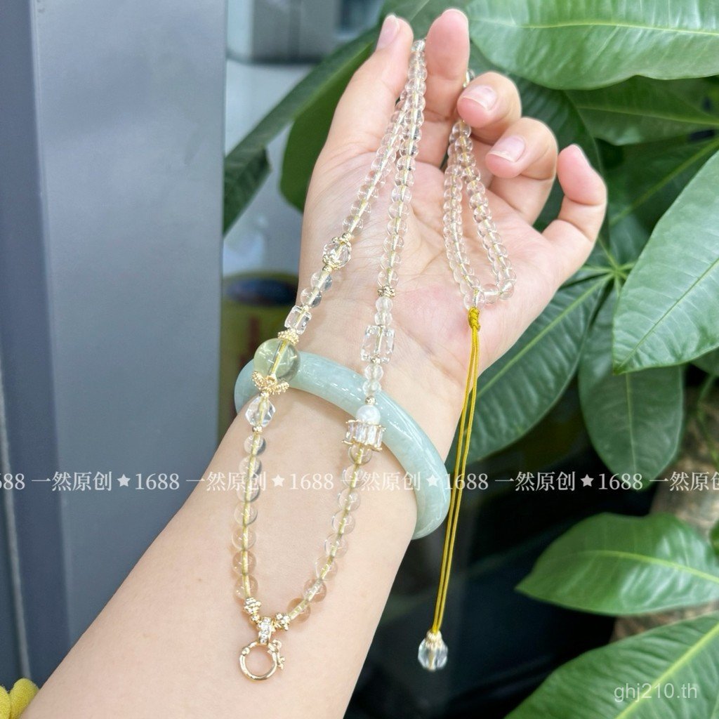 พร้อมโซ่แบรนด์ไทย Thangka Full Bead Chain Universal Buckle Natural All-Match สร้อยคอ 6mm Nine-Tailed